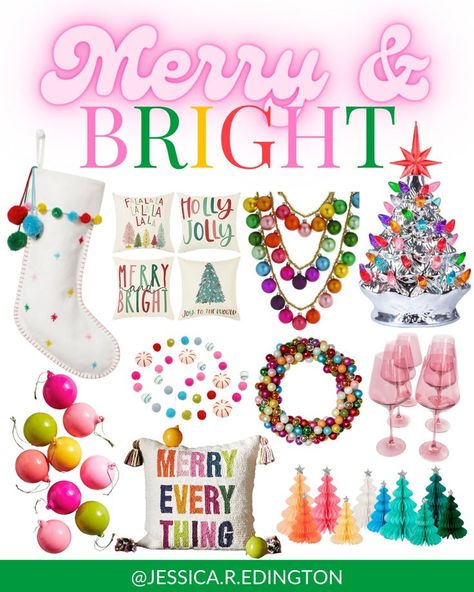 Rainbow Christmas Decor, Rainbow Christmas Decorations, Colorful Christmas Decorations, Rainbow Christmas, Merry And Bright Christmas, Rainbows Christmas, Merry Bright Christmas, Christmas Decorations For Kids, Pink Christmas Decorations