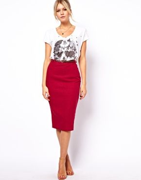 Statement Skirt, Red Pencil Skirt, Red Pencil, Pencil Skirt Outfits, Midi Pencil Skirt, Elle Woods, Summer Work, Red Skirt, Womens Fashion Edgy