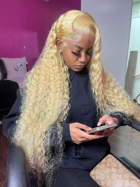 613 Blonde Wig, Deep Wave Lace Front Wigs, Deep Wave Wig, Deep Wave Hair, Frontal Wig Hairstyles, Birthday Hairstyles, Blonde Lace Front Wigs, 613 Blonde, Frontal Hairstyles