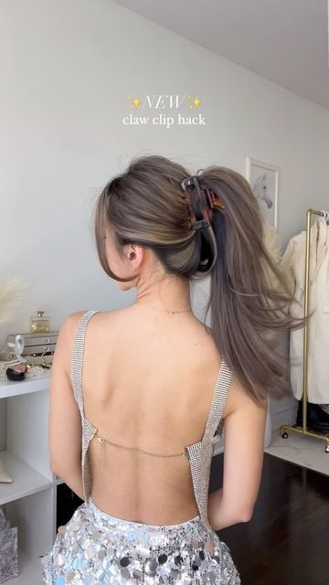 Ponytail Using Claw Clip, Ponytail Without Hair Tie, Ponytail With Bow, Kerina Wang, Deer Face, Claw Clip Ponytail, Voluminous Ponytail, Short Hair Ponytail, Clip Ponytail