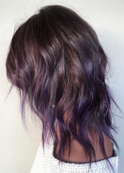 Plum Hair Color Ideas, Violet Balayage, Angelic Hair, Plum Hair Color, January Hair Color Ideas, Indian Hair Color, Black Hair Ombre, Dreamy Hair, Hair Color Plum