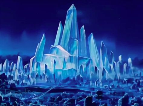 Crystal Castle Fantasy Art, Crystal City Fantasy Art, Crystal Tokyo, Buildings Artwork, Crystal Kingdom, Moon Kingdom, Ice Castle, Ice Palace, Art Eras