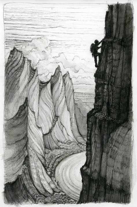 Climbing A Mountain Drawing, Climb Drawing, Climbing Sketch, Rock Climbing Drawing, As Above So Below Art, Climbing Drawing, Adventure Sketch, Rock Climbing Art, Climbing Tattoo