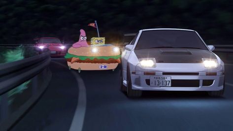 #spongebob SpongeBob SquarePants race cars #anime #1080P #wallpaper #hdwallpaper #desktop Initial D Car, R Wallpaper, Jdm Wallpaper, Spongebob Wallpaper, Car Memes, Drifting Cars, Initial D, Street Racing Cars, Rx 7