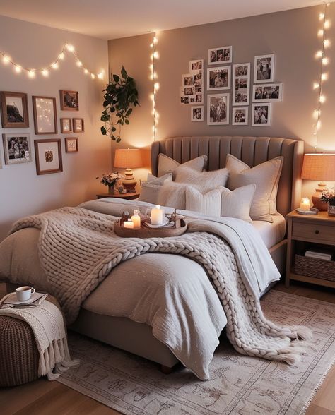 Create your perfect cozy bedroom aesthetic that invites relaxation! ✨ Explore stunning bedroom ideas and chic bedroom decor to achieve your ultimate bedroom goals. Whether you’re looking for bedroom inspiration for a master bedroom or a kids bedroom, this space is all about comfort and style. Discover innovative bedroom design and bedroom styling tips that make every night a dream. Don’t forget to like, comment, and share if you love this vibe! Credit by: @millahomedecor #homedecor #home... Simply Bedroom Ideas Simple, Master Bedrooms Decor Shabby Chic, Coed Bedroom Decor, Bedroom Ideas Grey Comforter, 20 Year Old Bedroom Aesthetic, Bedroom Ideas For Small Rooms Queen Bed, Men And Women Bedroom Ideas, Different Types Of Bedroom Styles, Different Bed Frames