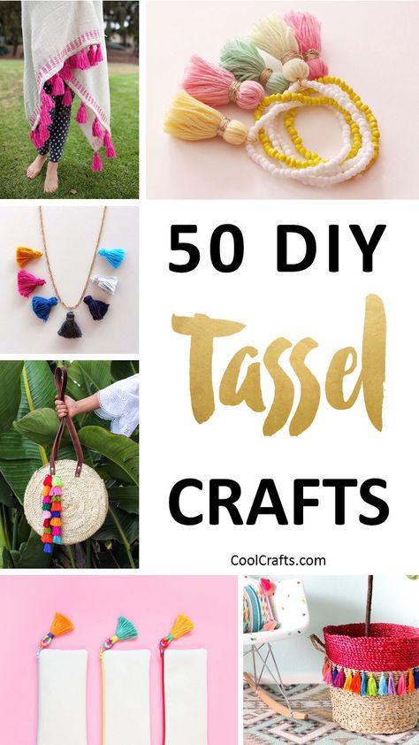 50 Playful DIY Tassel Crafts to Decorate Your Home. | Coolcrafts.com Tassel Crafts Ideas, Coolest Crafts, Tassels Tutorials, Cool Crafts, Tassel Crafts, How To Make Tassels, Pom Pom Crafts, Tassels Decor, Work Diy