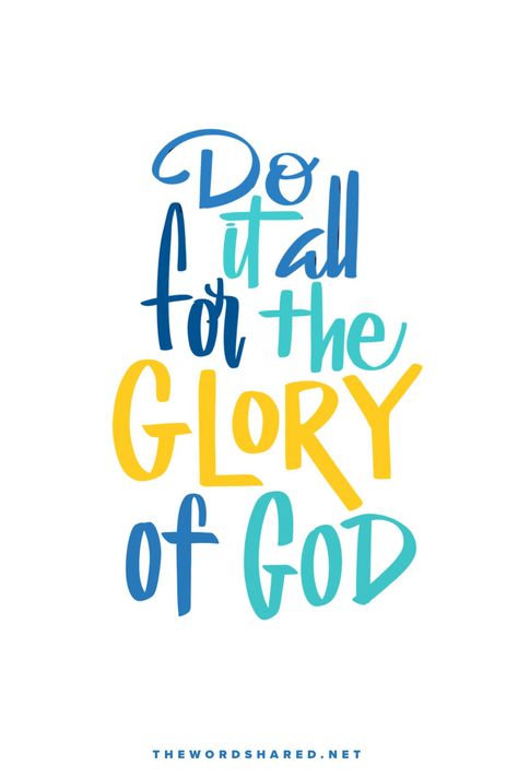 Therefore, whether you eat or drink, or whatever you do, do all to the glory of God. I Corinthians 10:31 #GoodNews #Wisdom #Inspiration #calligraphy #BibleVerse #BibleScripture #Scripture #BibleQuote #ScriptureQuote #FaithQuote #handlettered #handlettering #iPadlettering Faithful God Verses, All Glory To God Wallpaper, 2 Corinthians 1:3-4 Wallpaper, Glory To God Wallpaper, All For The Glory Of God, 1st Corinthians 13:4-8 Wallpaper, Scripture Typography, Let Everything You Do Be For The Glory Of God, Give God The Glory