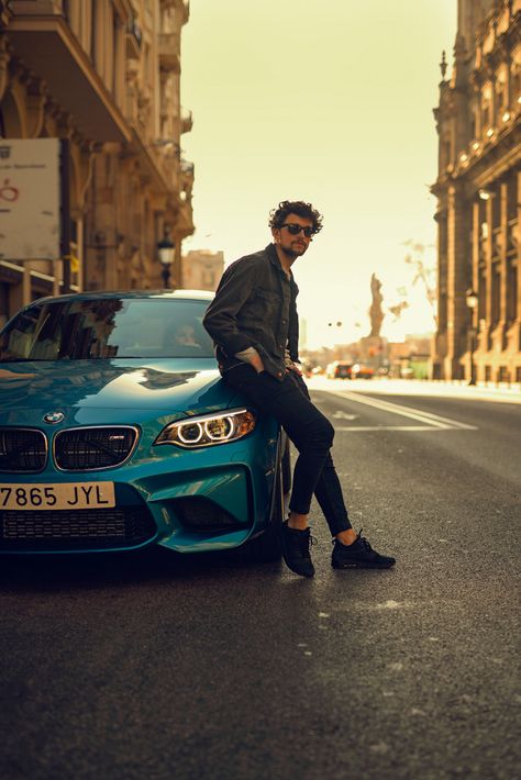 BMW M2 on Behance Mens Car Photoshoot, Men Cars Photography, Classic Car Photoshoot, Male Portrait Poses, Car Poses, Mens Photoshoot Poses, Male Models Poses, Portrait Photography Men, Men Photoshoot