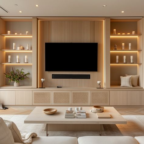 Room Dividing Tv Unit, Living Room Tv With Shelves, Joinery Living Room, Plywood Tv Wall Unit, Built In Tv Wall Unit Modern Tv Cabinets, Family Room Wall Unit Built Ins, White Oak Media Wall, Tv Room With Storage, Modern Entertainment Unit