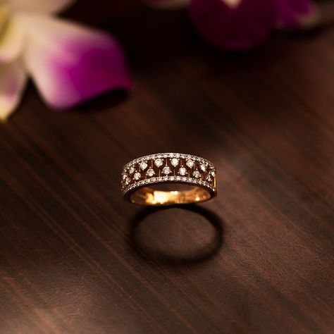 Band Ring Designs For Women, Gold Diamond Band Ring, Gold Band Ring Design For Women, Diamond Gold Rings For Women, Caratlane Diamond Rings, Diamond Ring Designs Indian, Caratlane Jewellery Mangalsutra, Good Rings Women, Diamond Band Rings Women