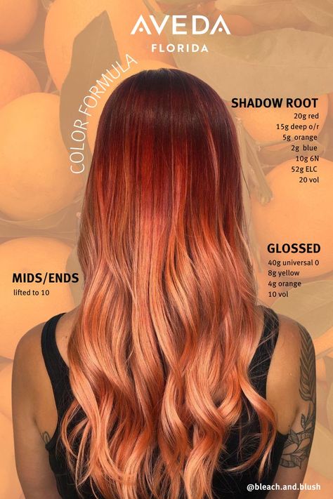 Matrix Hair Color, Color Melting Hair, Aveda Hair Color, Red Orange Hair, Matrix Hair, Aveda Hair, Aveda Color, Colored Hair Tips, Hair Color Formulas