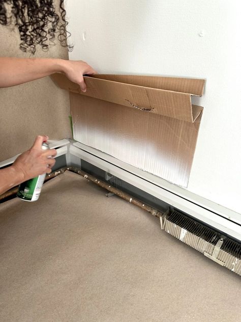 Painting Baseboard Heater Covers, Baseboard Heater Covers Ideas, How To Paint Metal Baseboard Heaters, Rusty Baseboard Heater, Base Board Heating Covers, Boiler Heat Register Cover, How To Paint Electric Baseboard Heaters, Baseboard Heating Ideas, Painted Baseboard Heaters