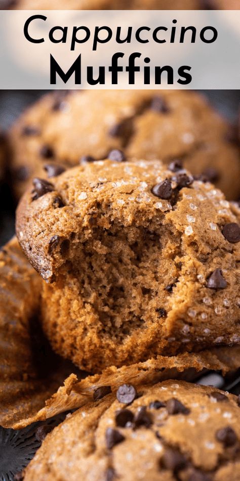 These cappuccino chip muffins will become your next obsession! With only six steps and 10 minutes of prep, I’m going to teach you my foolproof method for making perfectly moist cappuccino chocolate muffins with bakery-style tops that are seriously impressive. Cappuccino Muffins, Freeze Muffins, Coffee Muffins, Popular Desserts Recipes, French Toast Muffins, Chocolate Muffin Recipe, Chocolate Cappuccino, Bakery Style Muffins, Most Popular Desserts