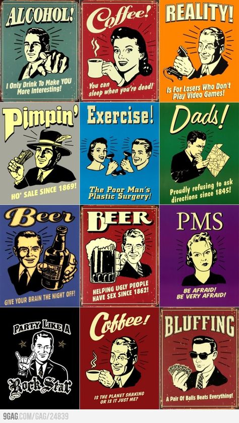 Retro Spoof Posters Etiquette Vintage, Vintage Poster Design, Vintage Humor, Vintage Poster, Retro Art, Best Funny Pictures, Vintage Ads, Retro Poster, Vintage Signs