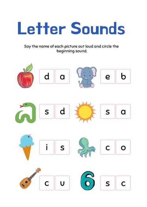 Pre Schooler English Worksheet, Satpin Phonics Worksheets, English Worksheets For Playgroup, Worksheets For Playgroup, Sounds Worksheet, Letter Sounds Preschool, Jolly Phonics Activities, Trace Letters, Alphabet Activities Kindergarten