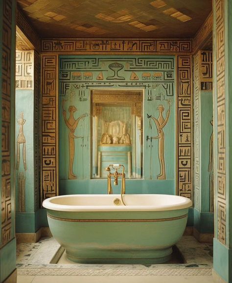 Egyptian styled bathroom interior design Styled Bathroom, Egyptian Furniture, Egyptian Home Decor, Interior Concept Art, Ancient Egyptian Architecture, Hotels In Paris, Egyptian Design, Interior Design Courses, Architectural Design House Plans