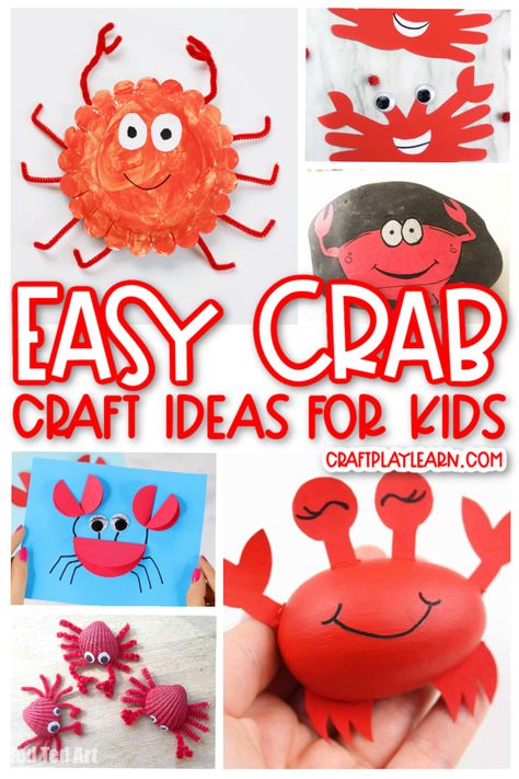 No matter what reason you are using crab crafts, I have the best crab craft ideas. These are all easy to make and use very few craft supplies. Using a supplies from around the house, the kids will these simple to make crabs. #easy #crab #ocean #crafts Diy Crab Decorations, Crab Crafts For Kids, Crab Craft Preschool, Treasure Chest Craft, Summer Daycare, Crab Craft, Colour Monster, Beach Crafts For Kids, Crab Crafts