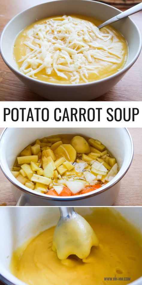 Easy Soup For Picky Eaters, Easy Pureed Soup Recipes, Blw Soup Recipes, Potato Carrot Soup Recipe, Kid Soup Recipes, Toddler Soup Recipes, Kids Soup Recipes, Soup For Toddlers, Pureed Soup Recipes