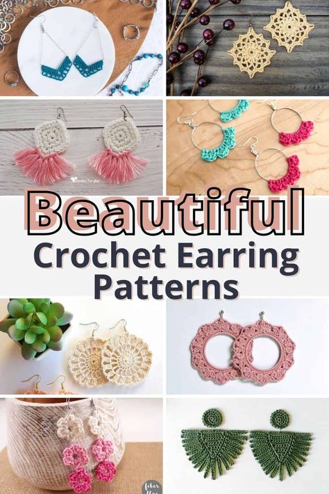 If you're looking for a gorgeous crochet earring pattern, you are sure to find it in this list of earring crochet patterns. There are all sorts of earrings included and you can make a set so quickly and update your jewelry. Don't miss these patterns. Earings Crochet Pattern, Crochet Earrings Diagram, Embroidery Thread Crochet Earrings, Quick Earrings To Make, Crochet Earrings Free Pattern Diagram, Free Crochet Earrings Pattern, Crochet Earing Design, Crochet Loop Earrings, Crochet Thread Earrings