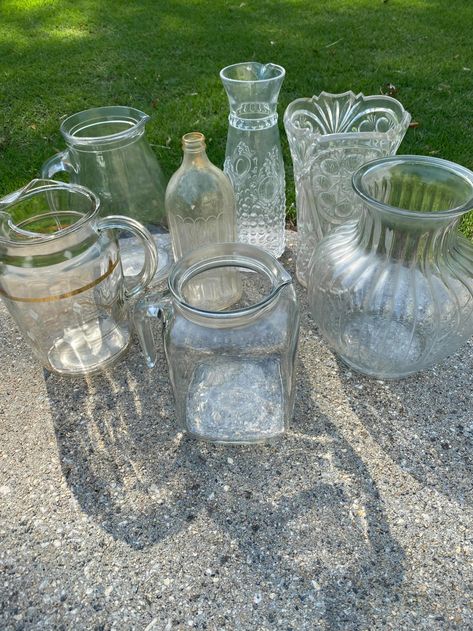 Thrift Store Makeover To Look Like faux Cream Ware - The Shabby Tree Thrift Store Glassware, Thrift Store Wedding Ideas, Thrift Store Wedding, Lowkey Wedding, 2023 Crafts, Sustainable Diy, Glassware Crafts, Thrift Store Makeover, The Shabby Tree