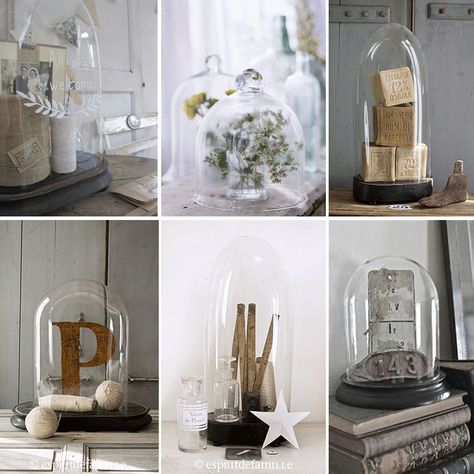 Inspiration : Mettre en scène ses globes de mariée, vitrines et cloches de verre | Madame Décore Cloche Decor, Bell Jars, Glass Cloche, Deco Boheme, The Bell Jar, Glass Dome, Glass Domes, Nordic Style, Home Goods