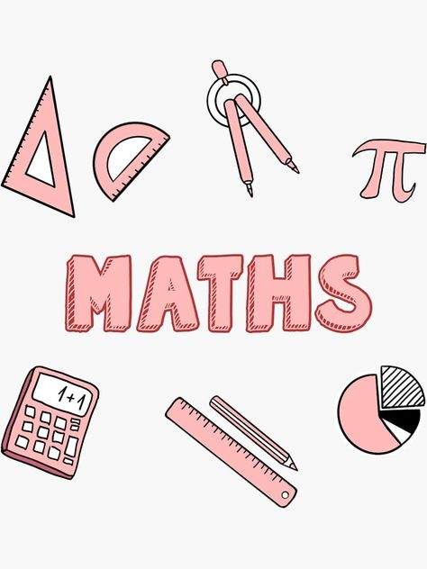 "pink maths school subject sticker pack" Sticker for Sale by elenaabarbajosa | Redbubble Math Subject Design, Math Title Page Ideas, Subject Design Notebook, Maths Notebook Cover Ideas, Math Binder Cover, Sampul Binder, Math Labels, Math Notebook Cover, Title Page Ideas