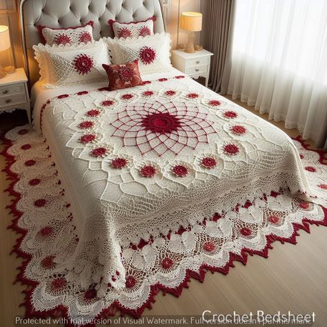 Crochet-crochet patterns crochet pattern Crochet Bedsheet, Crochet Bedsheets, Striped Bed Sheets, Crochet Blanket Stitch Pattern, Wool Patterns, Crochet Blanket Chevron, Lace Bedding, Crochet Bedspread Pattern, Fancy Hands