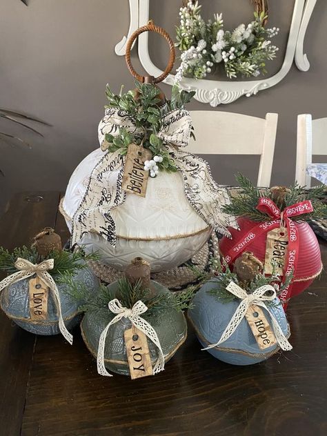 Dollar Tree Fanatics Crafts & Decor | My take on the DT bells | Facebook Dt Crafts, Crafting Room, Large Christmas Ornaments, Glassware Crafts, Renewal Ceremony, Dollar Store Christmas Crafts, Christmas Craft Fair, Christmas Garlands, Handmade Christmas Crafts