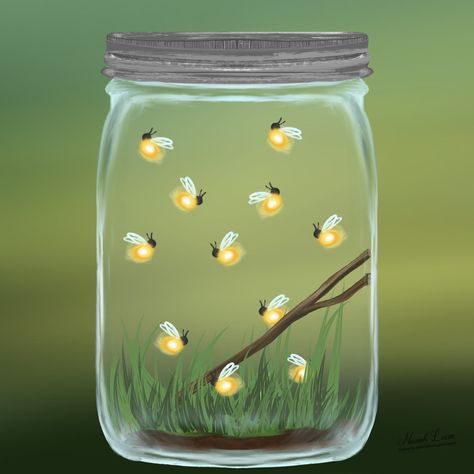 Capture the enchanting glow of summer nights with our mesmerizing digital painting of fireflies in a jar. This captivating artwork brings a touch of magic to any space, evoking memories of warm evenings spent chasing these elusive lights. Created with meticulous attention to detail, each firefly seems to dance amidst the darkness, radiating a soft, ethereal glow. Perfect for nature lovers and dreamers alike, this digital painting adds a whimsical touch to your home decor. Instantly downloadable, it's ready to adorn your walls and ignite your imagination. Let the flickering light of these digital fireflies illuminate your space with wonder and nostalgia. Firefly In A Jar, Fireflies Art, Diy Night Light, Fireflies Painting, Jar Of Fireflies, Fireflies Watercolor Paintings, Watercolor Fireflies, How To Paint Fireflies, Firefly Painting Ideas