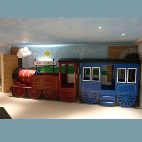 Train Bed, Thomas Bedroom, Train Bedroom, Carriage Bed, Room Children, Training Room, Train Room, Kids Training, Boys Bedding