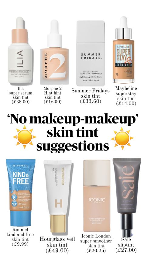 Skin tint recommendations #beauty #makeup #skintint Skin Tint Foundation, Skin Tint Products, Skin Tint Drugstore, Skin Tint Makeup Look, Best Skin Tint, Skin Tint Makeup, Face Tint, Tinted Serum, Makeup Recommendations