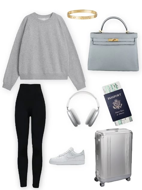 Cute Plane Outfit, Airport Style Comfy, Comfy Cute Airport Outfit, Plane Outfit Airport Style, Leggings Travel Outfit, Airport Style Summer, Airport Outfit Comfy, Cute Airport Outfit, Plane Trip