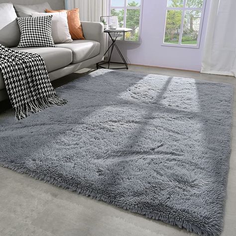 Boys Kids Room, Area Rugs For Bedroom, Rug Fluffy, Reading Nook Kids, Bedside Rugs, Soft Rugs, Grey Wood Floors, Soft Shag, Room Girls