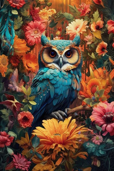 Owl Canvas, Colorful Owls, Diamond Painting Kits, Owl Painting, Owl Art, Art Kits, Jolie Photo, Painting Canvas, Diamond Art