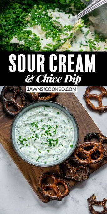 Easy, creamy 3-ingredient Sour Cream and Chive Dip! Made with simple ingredients, and loaded with fresh chive flavor, this game day or party dip goes great with crispy potato chips, crisp veggies, and more! Cooking With Chives, Sour Cream Chive Potatoes, Sour Cream Veggie Dip Easy, Sour Cream Based Dips, Sour Cream And Chive Dip, Veggie Dip Recipe Sour Cream, Chive Recipes, Sour Cream Veggie Dip, Chive Dip Recipes