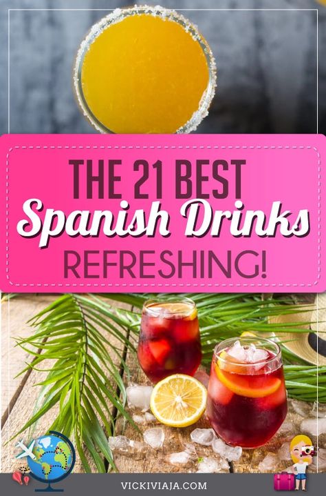 Let's get lost together in the world of Spanish drinks. In this article, an expat from Spain introduces you to the 21 best drinks from Spain that you have to try while traveling Spain. Spanish beverages from alcoholic to non-alcoholic drinks in Spain #Vickiviaja Spanish Drinks Alcohol, Spanish Drinks Non Alcoholic, Spanish Drinks, Most Popular Alcoholic Drinks, Spain Recipes, Traveling Spain, Spanish Cocktails, Spanish Coffee, Let's Get Lost