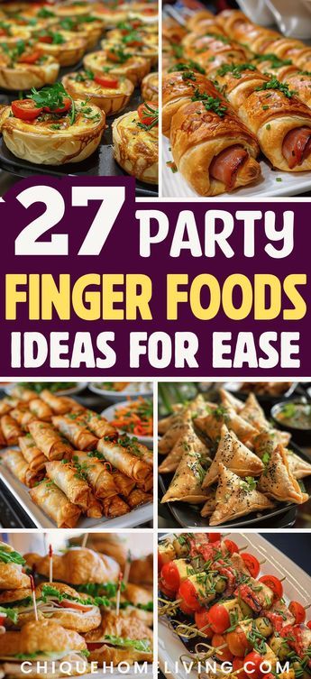 Planning a party and need crowd-pleasing finger food ideas? 🎉🍴 Discover 27 Easy & Delicious Party Finger Food Ideas to Wow Your Guests! From savory bites to sweet treats and everything in between, these recipes are simple to make and sure to impress. Whether you're hosting a casual gathering or a formal event, these appetizers will keep your guests coming back for more. Save this pin for quick and tasty party solutions that will elevate your entertaining game! Fingerfood Ideas Party, Essen, Finger Food For A Crowd Easy, Easy Affordable Party Food, Snack For Party Finger Food, Food Options For Birthday Party, Brunch Recipes For A Crowd Finger Foods, Open House Finger Foods, Best Party Appetizers For A Crowd