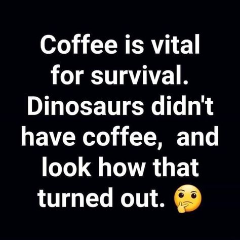 Coffee is vital for survival. Dinosaurs didn't have coffee, and look how that turned out. $ – popular memes on the site ifunny.co Kaffe Humor, Coffee Jokes, Coffee Meme, Coffee Quotes Funny, Humor Mexicano, Coffee Obsession, Coffee Talk, Laugh Out Loud, Coffee Is Life