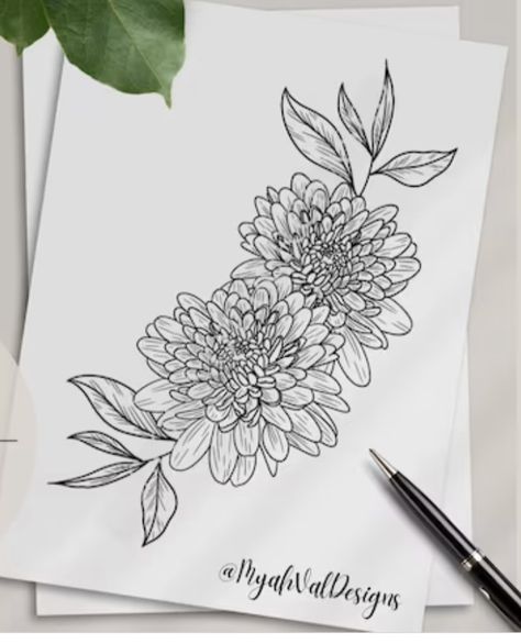 Larkspur Chrysanthemum Tattoo, Chrysanthemum And Moon Tattoo, Christanthium Flower Tattoo, Crysanthemum Tattoo Drawing, Chrysanthemum Mandala Tattoo, Chrysanthemum Hip Tattoo, Crysthamum Flower Tattoo, Chrysanthemum Tattoo Hip, Christhamum Flower Tattoo