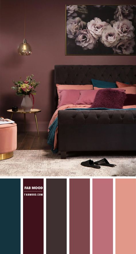 Aubergine Bedroom, Maroon Bedroom, Plum Bedroom, Jewel Tone Bedroom, Mauve Bedroom, Calming Bedroom Colors, Burgundy Bedroom, Beautiful Bedroom Colors, Bold Bedroom