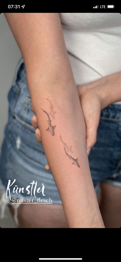 Girly Shark Tattoo, Simple Shark Tattoos For Women, Shark Fine Line Tattoo, Lemon Shark Tattoo, Fine Line Shark Tattoo, Scuba Diver Tattoo, Hammerhead Tattoo, Simple Shark Tattoo, Hai Tattoo