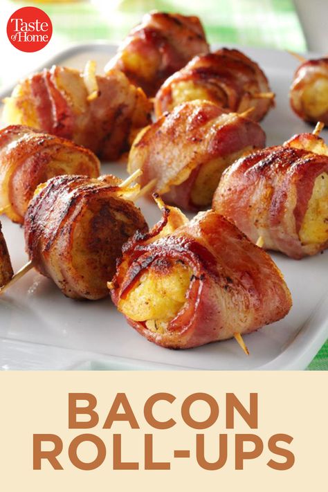 Bacon Roll-Ups Bacon Roll, Octoberfest Food, Creamy Chicken Soup, Breakfast Rolls, Chicken Sweet Potato, Best Breakfast Recipes, Family Recipe, Roll Ups, Food Shows