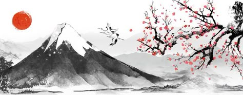 Japanese Art Prints Horizontal, Japan Nature Drawing, Japanese Art Wallpaper Desktop, Cute Background Pictures, Japanese Background, Japan Graphic Design, Japanese Forest, Chinese Wallpaper, Japanese Tree