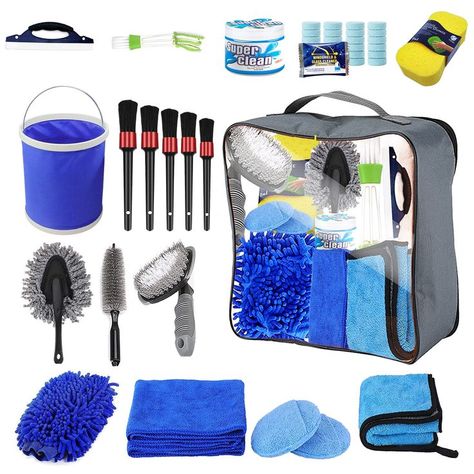 39 Pcs Car Wash Kit - Car Cleaning Kit Car Detailing Kit Car Care Kit for Complete Interior & Exterior, Car Wash Supplies with Collapsible Bucket Mitt Tire Brush Window Scraper Dust Cleaning Gel Car Wash Supplies, Car Detailing Supplies, Car Detailing Kit, Car Care Kit, Collapsible Bucket, Car Cleaning Kit, Truck Detailing, Dream Cars Mercedes, Car Supplies