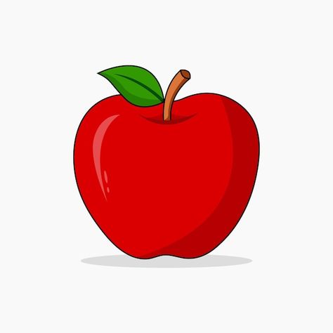 Apple Cartoon Image, Apple Vector Illustration, Cute Apple Drawing, Apples Drawing, Apple Fruit Images, Apples Illustration, Apple Pictures, Apple Cartoon, Apple Clip Art