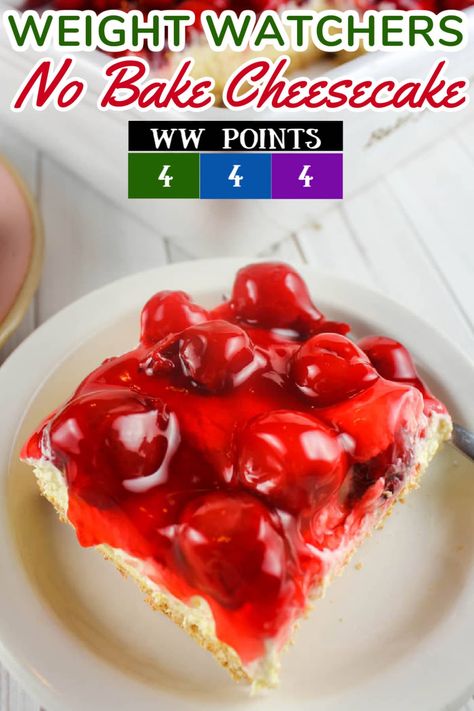 Low Calorie Cherry Cheesecake, Zero Point Cheesecake Weight Watchers, No Bake Cheesecake Low Calorie, Ww Cherry Cheesecake, Weight Watchers Cherry Cheesecake, Ww No Bake Cheesecake, Ww Zero Point Cheesecake, Low Calorie Cheesecake No Bake, Easy Layered Dessert Recipes