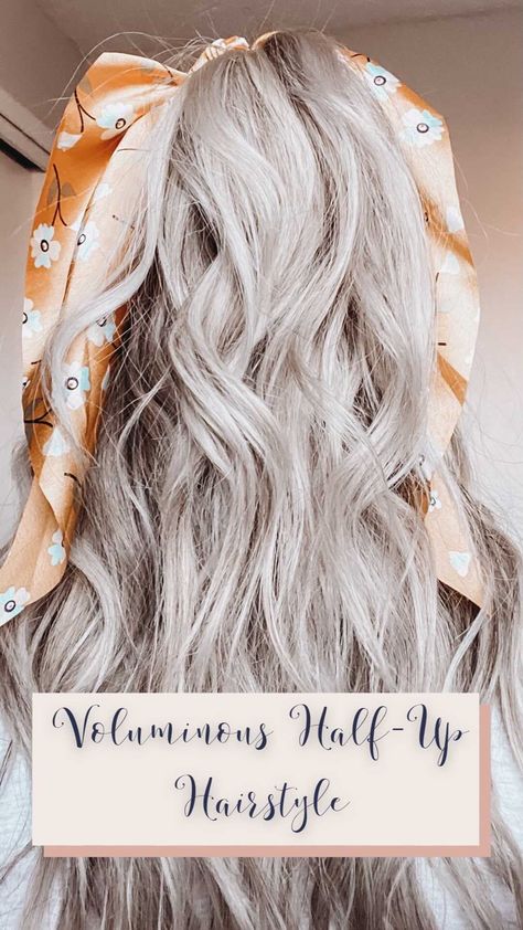 Half Up Hair Scarf, Half Up Half Down Hair With Scarf, Half Up Hair With Scarf, Scarf Half Up Half Down Hair, Half Up Scarf Hairstyles, Hair Scarf Styles Tutorials, Voluminous Half Up Half Down, Quick Half Up Hairstyles, Half Up Hair Do