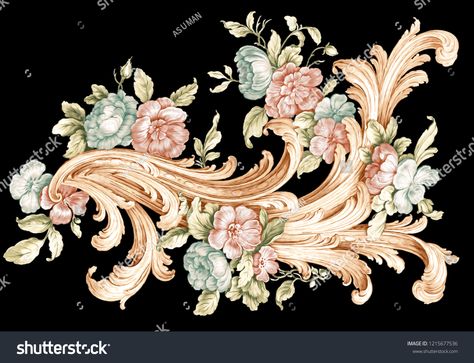 colored baroque floral ornamental on black backgraund #Ad , #AFFILIATE, #floral#baroque#colored#backgraund Baroque Floral, Rococo Art, Ornament Drawing, Baroque Ornament, Baroque Pattern, Baroque Design, Laser Art, Baroque Art, Rococo Style