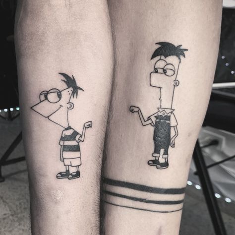 Tattoo phineas y fer #gennystattoo #phineas #fer #phineasyferb #tattoo #hermanos Wii Remote Tattoo, Phineas E Ferb, Parent Tattoos, Phineas Y Ferb, Wii Remote, Fairly Odd Parents, Odd Parents, Phineas And Ferb, Tattoos