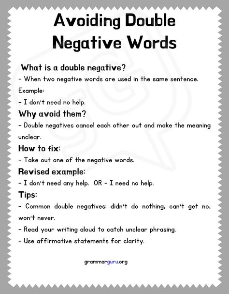 Double Negative Words Positive Words Instead Of Negative, Double Negatives Grammar, Anchor Charts Adding And Subtracting Positive And Negative Intergers, Reframe Negative Thoughts, How To Dispel Negative Energy, Double Negative, Negative Words, Fix It, Knowing You